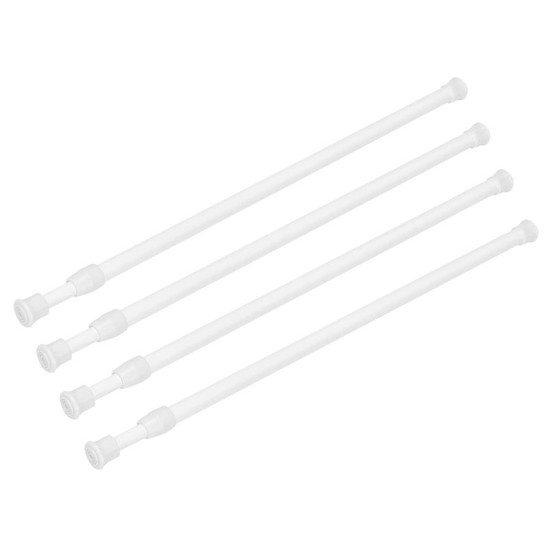 Ginbel Direct 4 Pack Tension Curtain Rod 15.7-28 Inch, Small Short Adjustable Extendable Spring Loaded Rods for Windows Cabinet Blinds Closet Bedroom Kitchen Bathroom Door No Drilling, White - Image 1